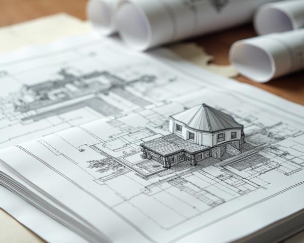 architectural plans, 3D sketches